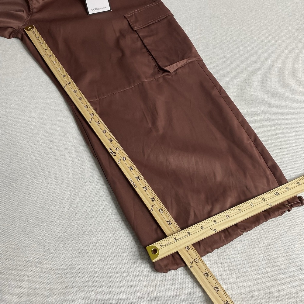 BCBG Generation Parachute Jogger Baggy Wide‎ Leg Pants Sz XXXL Dusty Mauve Satin - Picture 10 of 15